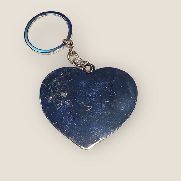 Red Heart Shaped London Souvenir Keychain Keyring Silver-tone Metal Back - Picture 2 of 2